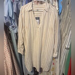 Universal Thread Striped Cream and White Long Sleeve Dress (coverup) XL NWT